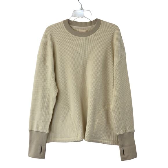 Nicholas Daley Waffle Crew Pullover Mens XL Cream Heavy Cotton Knit Boxy Shirt - Picture 1 of 11